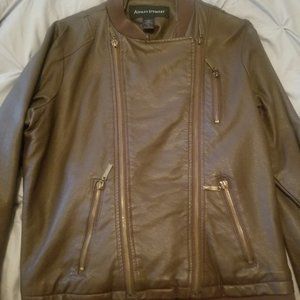 Brown leather faux jacket